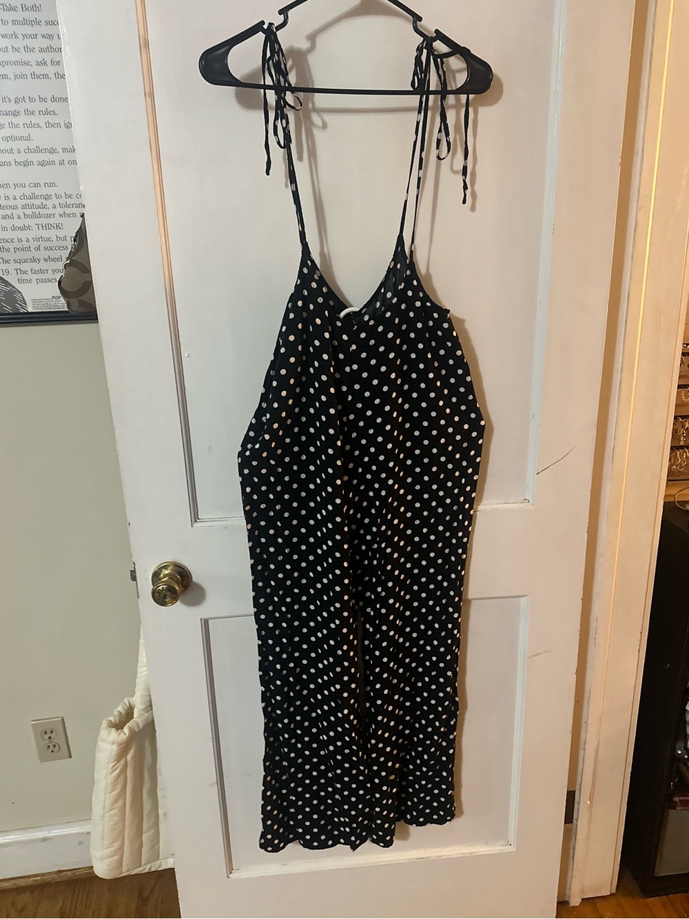 Black Polka Dot Tie-Strap Jumpsuit